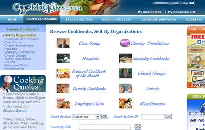 cookbooks -advertising book online